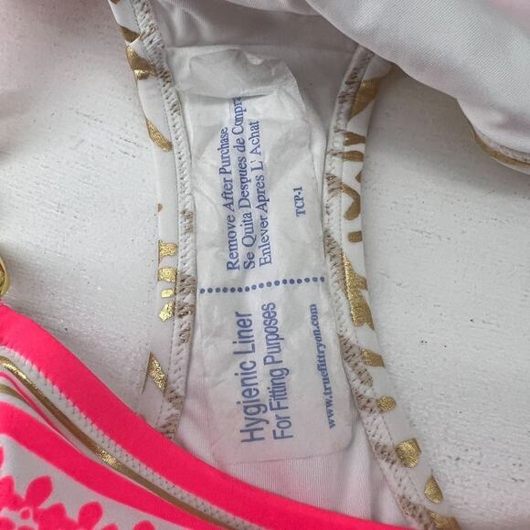 Victoria's Secret Gold Coral Print Bikini Gold Tone Hardware Womens Small - Picture 3 of 7